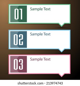 colorful modern text box template for website and graphic, numbers, icon. 