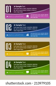 colorful modern text box template for website and graphic, numbers, icon. 