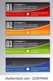 colorful modern text box template for website and graphic, numbers, icon. 