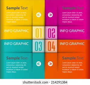 colorful modern text box template for website and graphic, numbers, icon. 