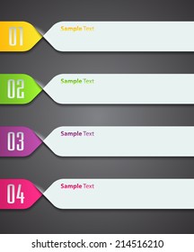 colorful modern text box template for website and graphic, numbers, icon. 