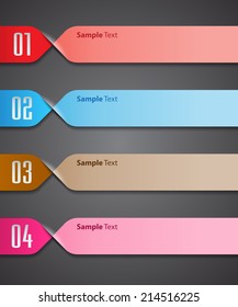 colorful modern text box template for website and graphic, numbers, icon. 