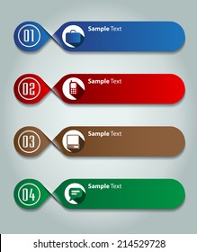 colorful modern text box template for website and graphic, numbers, icon. 