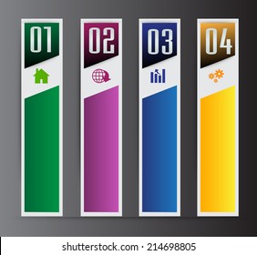 colorful modern text box template for website and graphic, numbers, icon. 