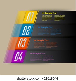 colorful modern text box template for website, labels, numbers.