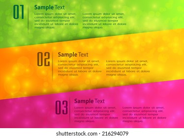 colorful modern text box template for website, labels, numbers.