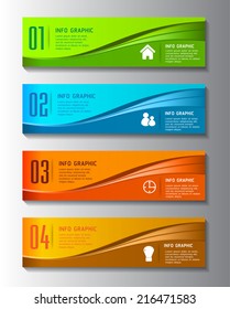 colorful modern text box template for website, computer graphic and internet, labels, numbers.