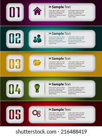 colorful modern text box template for website, computer graphic and internet, labels, numbers.