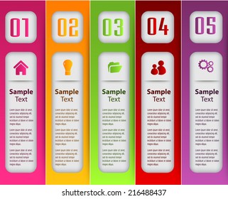 colorful modern text box template for website, computer graphic and internet, labels, numbers.