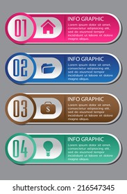 colorful modern text box template for website and graphic, numbers, icon. 