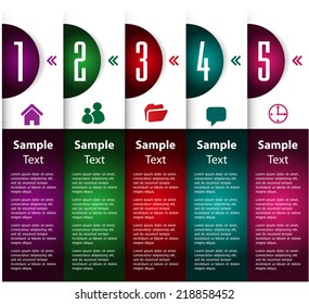 colorful modern text box template for website computer graphic and internet, numbers. label.