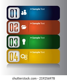 colorful modern text box template for website graphic and business, numbers, icon. 