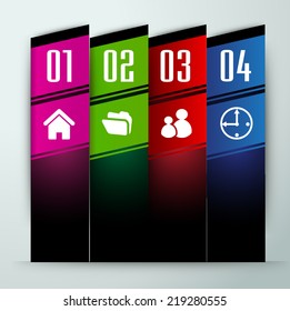 colorful modern text box template for website graphic and business, numbers, icon. 