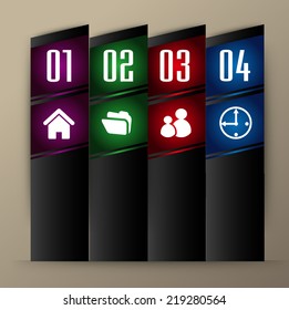 colorful modern text box template for website graphic and business, numbers, icon. 