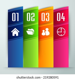 colorful modern text box template for website graphic and business, numbers, icon. 