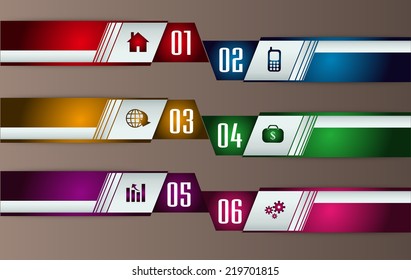colorful modern text box template for website computer graphic and internet, numbers. label. 