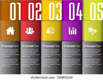 colorful modern text box template for website computer graphic and internet, numbers. label. 