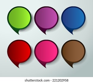 colorful modern text box template for website and graphic, numbers. paper speech bubble. 