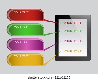 colorful modern text box template for website computer graphic and internet, numbers. label. arrow.