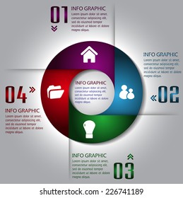 colorful modern text box template for website and graphic, numbers, icon.  circle