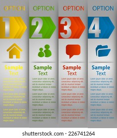 colorful modern text box template for website and graphic, numbers, icon. 