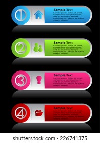 colorful modern text box template for website and graphic, numbers, icon. 