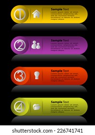 colorful modern text box template for website and graphic, numbers, icon. 