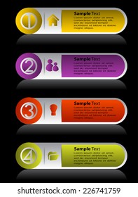 colorful modern text box template for website and graphic, numbers, icon. 