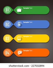colorful modern text box template for website and graphic, numbers. 