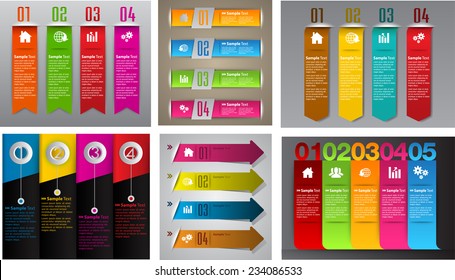 colorful modern text box template for website computer graphic technology and internet, numbers. Set of color frames for text or quotes. brochure. many, various. diverse.