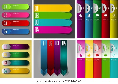 colorful modern text box template for website computer graphic and internet, numbers. Set of color frames for text or quotes. brochure. many, various 