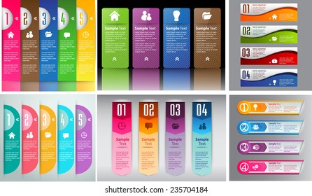 colorful modern text box template for website computer graphic and internet, numbers. Set of color frames for text or quotes. brochure. many, various 