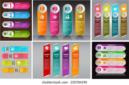 colorful modern text box template for website computer graphic and internet, numbers. Set of color frames for text or quotes. brochure. many, various 