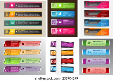 colorful modern text box template for website computer graphic and internet, numbers. Set of color frames for text or quotes. brochure. many, various 