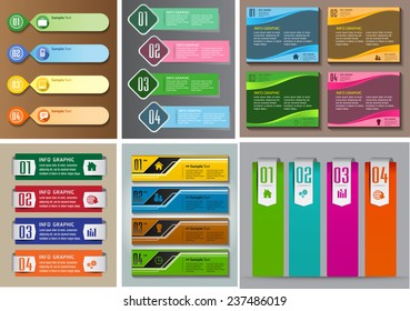 colorful modern text box template for website computer graphic and internet, numbers. Set of color frames for text or quotes. brochure. many, various 