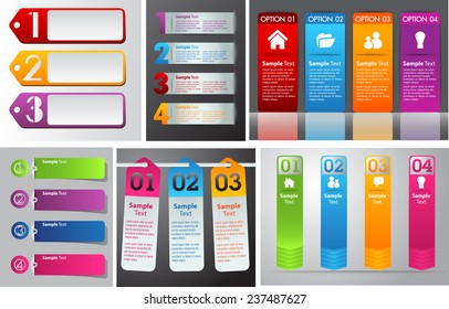 colorful modern text box template for website computer graphic and internet, numbers. Set of color frames for text or quotes. brochure. many, various 