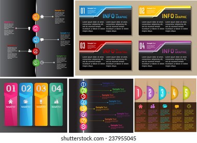 colorful modern text box template for website computer graphic and internet, numbers. Set of color frames for text or quotes. brochure. many, various, time line
