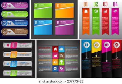 colorful modern text box template for website computer graphic and internet, numbers. Set of color frames for text or quotes. brochure. many, various 