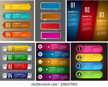 colorful modern text box template for website computer graphic and internet, numbers. Set of color frames for text or quotes. brochure. many, various, speech bubble.