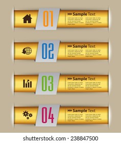 colorful modern text box template for website computer graphic and internet, numbers. gold.