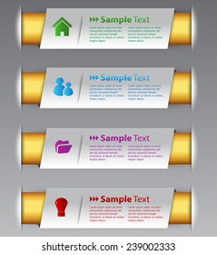 colorful modern text box template for website computer graphic and internet, numbers. gold