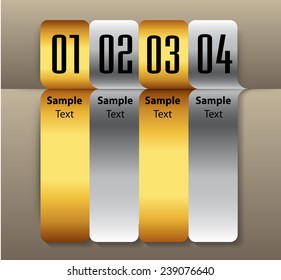colorful modern text box template for website computer graphic and internet, numbers. gold.