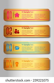 colorful modern text box template for website computer graphic and internet, numbers. gold