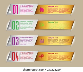 colorful modern text box template for website computer graphic and internet, numbers. gold