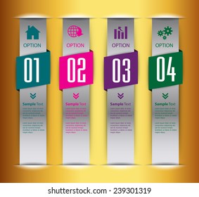 colorful modern text box template for website computer graphic and internet, numbers. gold silver