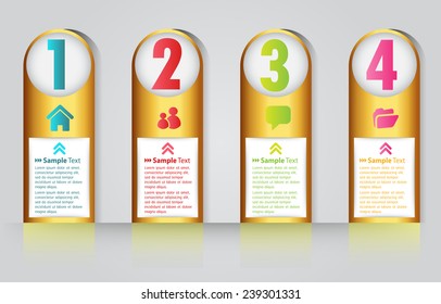 colorful modern text box template for website computer graphic and internet, numbers. gold silver