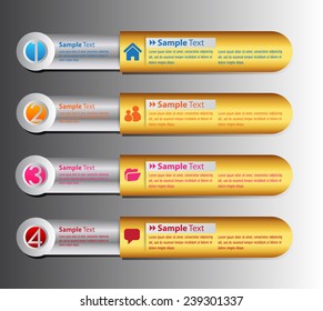 colorful modern text box template for website computer graphic and internet, numbers. gold silver