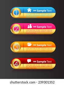 colorful modern text box template for website computer graphic and internet, numbers. gold