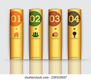 colorful modern text box template for website computer graphic and internet, numbers. gold
