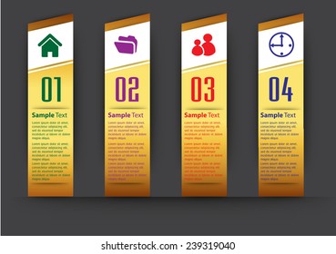 colorful modern text box template for website computer graphic and internet, numbers. gold